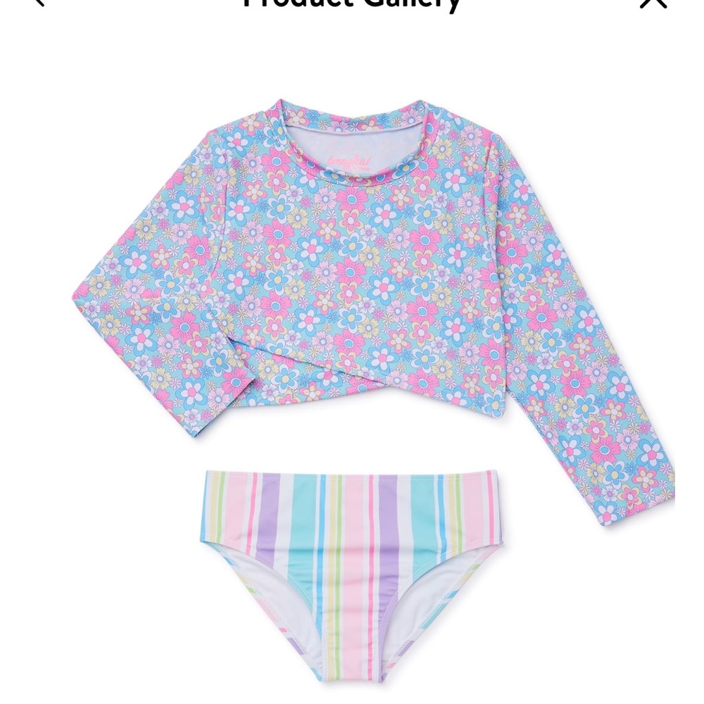 NWT 2 pc long sleeve rash guard and bottoms swimsuit